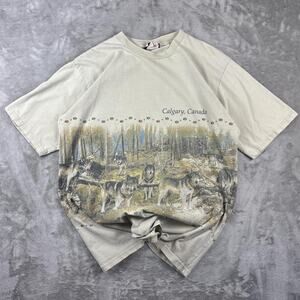 Vintage Canada Quality Goods Wolf Pack Double Sided T-Shirt size Large